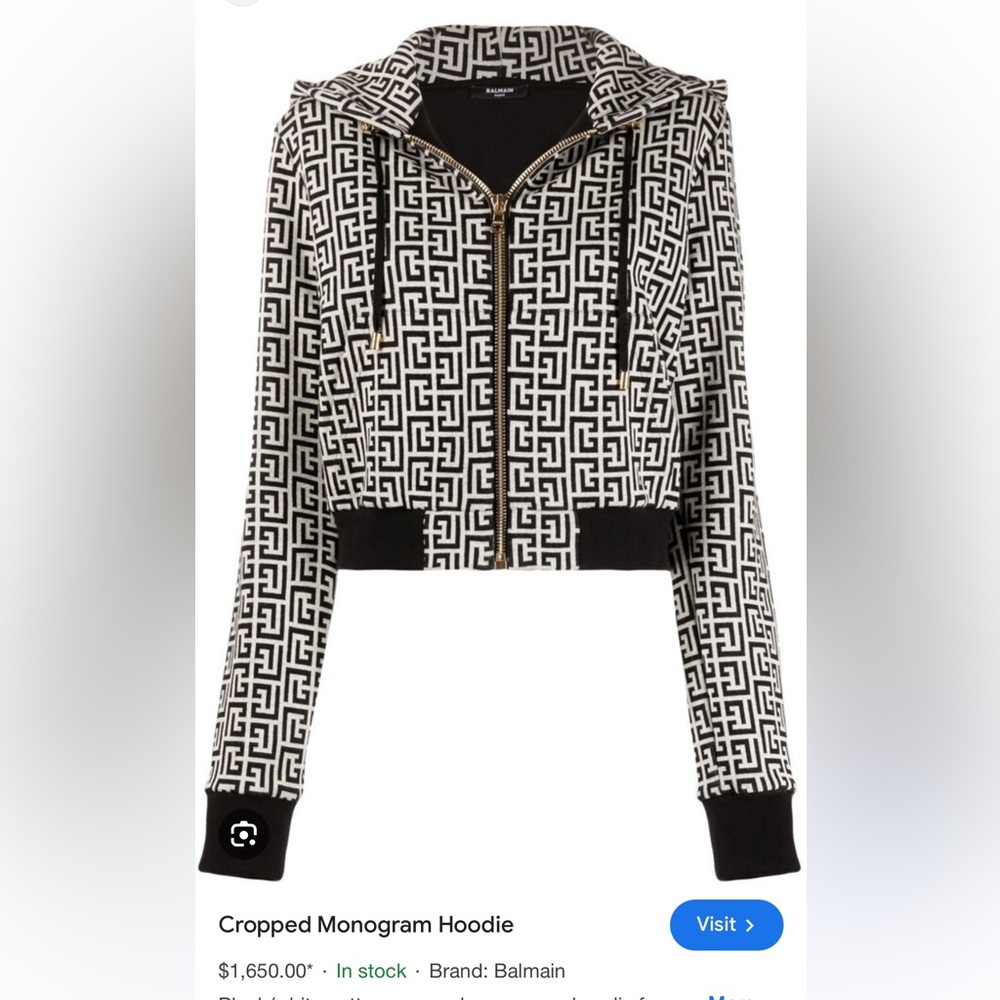 Balmain cropped Monogram hoodie